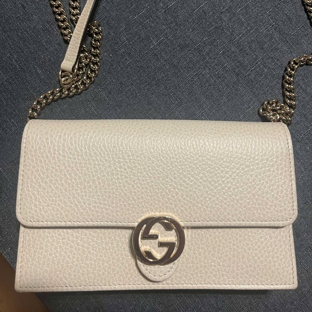 Gucci Ivory Crossbody Bag with Gold Accents